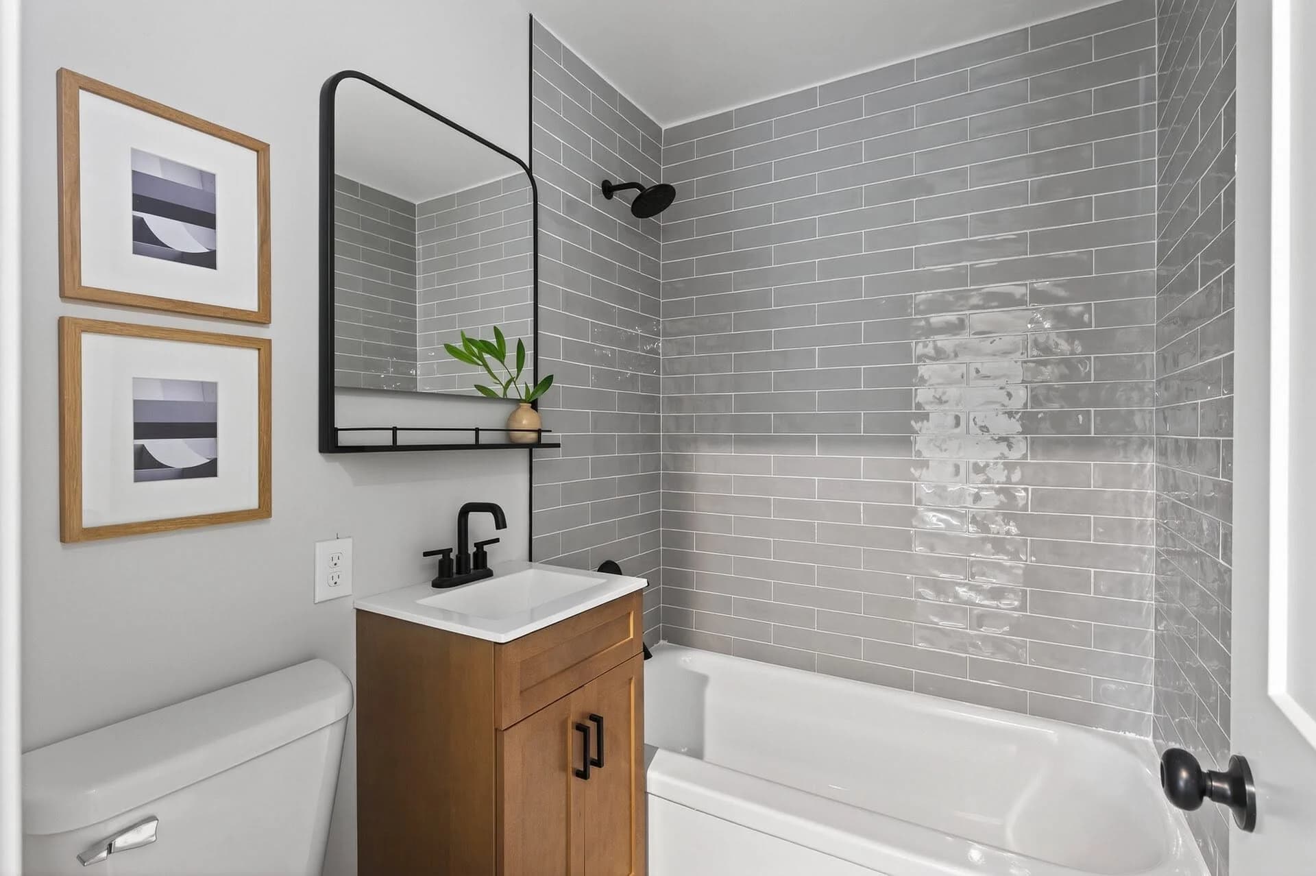 Gray subway tile bathroom remodel in a Minnesota home